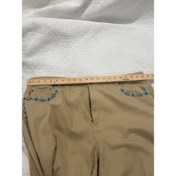 RALPH LAUREN Jeans Womens  Tan w/Turquoise Beaded Design Southwestern Sz 20 W - Picture 6 of 10